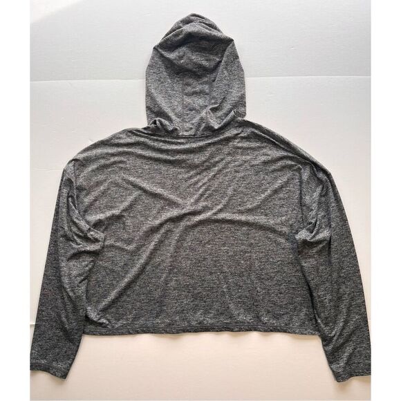 Athleta Uptempo Short Cropped Hoodie Charcoal Grey Size Large Long Sleeve Hooded - Picture 3 of 11